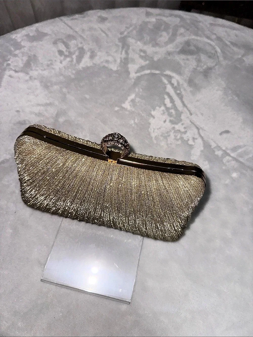 Metallic Gold Rhinestone Clutch Like New